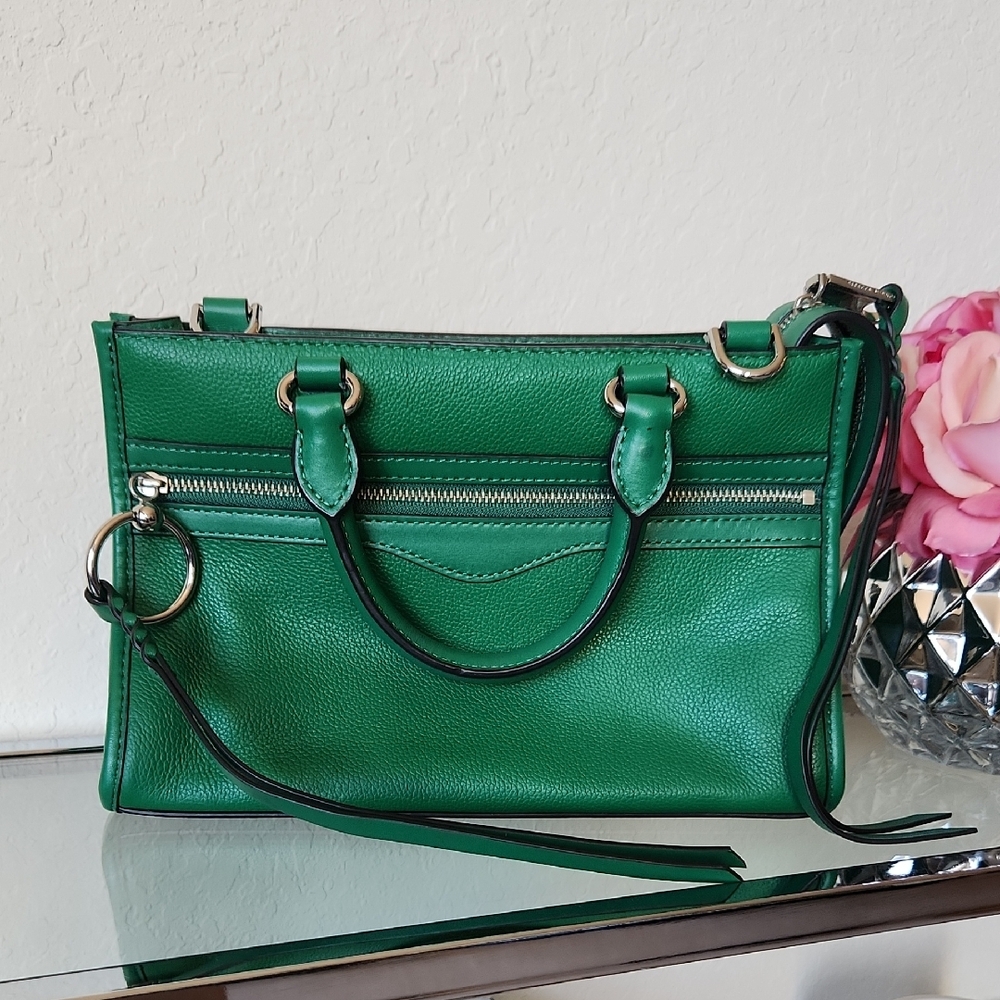 Rebecca Minkoff Micro Bedford Zip Satchel Crossbody In Green